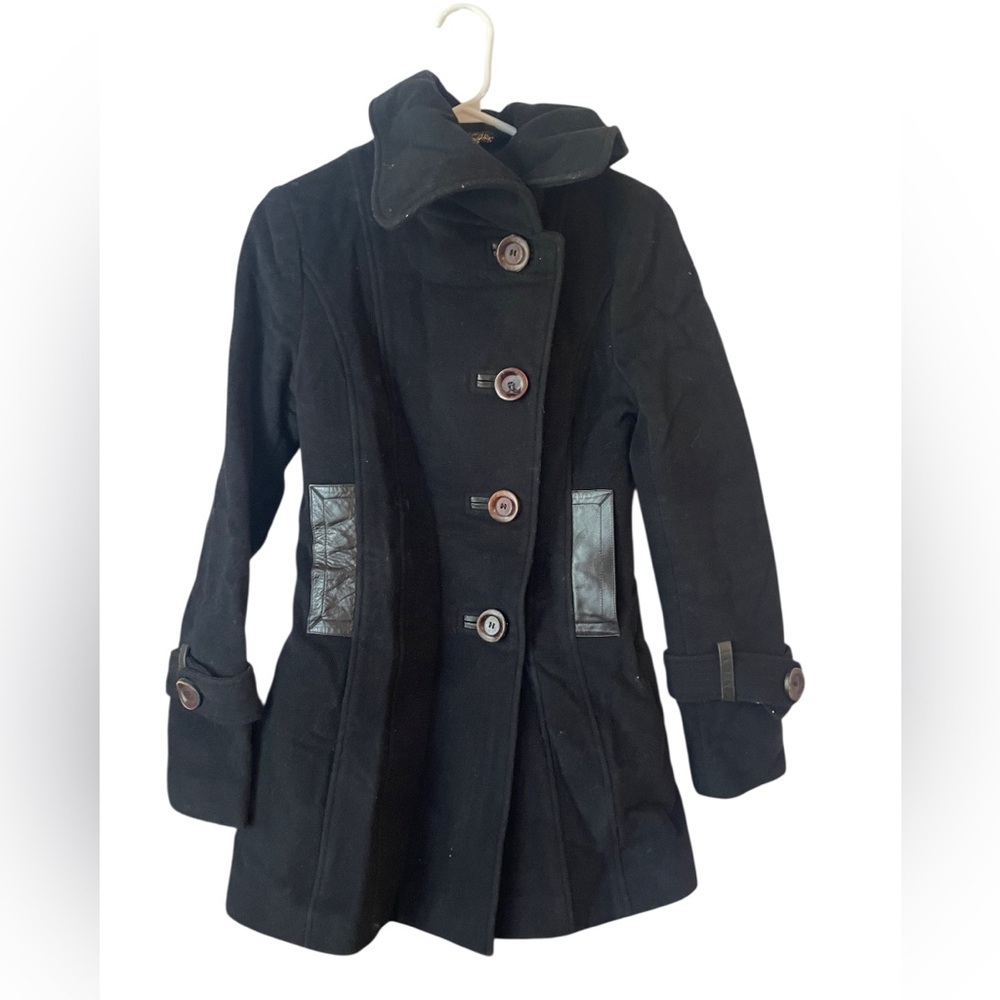 Mackage Wool Cashmere Leather Coat Black XS